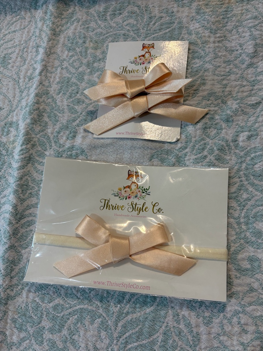 Satin Bow Headband in Blush
